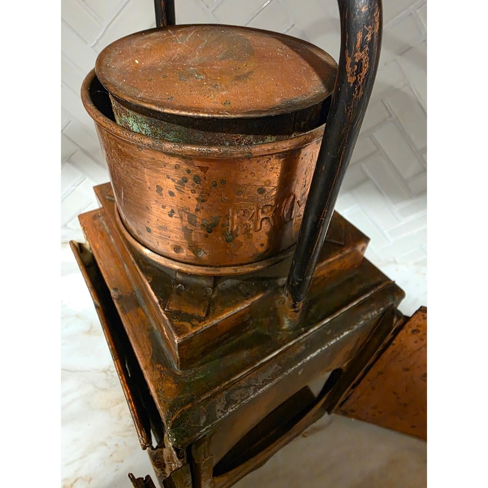 Antique Railroad Copper Lantern Train Conductor Kerosene Oil Lamp Lighting Decor - Picture 7 of 9